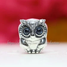 Authentic Sparkling Owl Pandora Silver Charm 798397NBCB