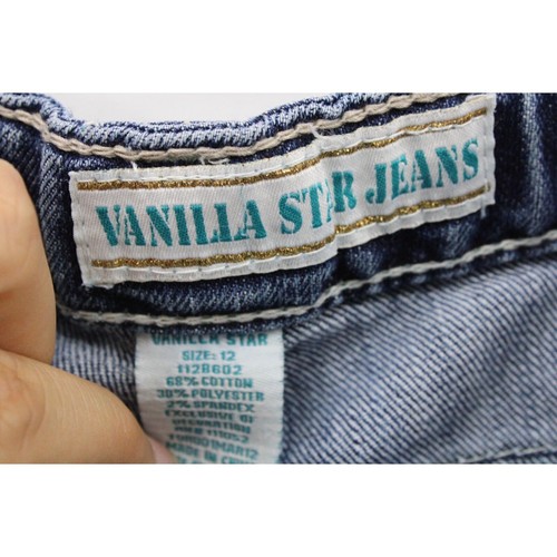 Vanilla Star Jeans Girls Youth Blue Denim Medium Washed Thick Stitching sz 12 - Picture 4 of 7