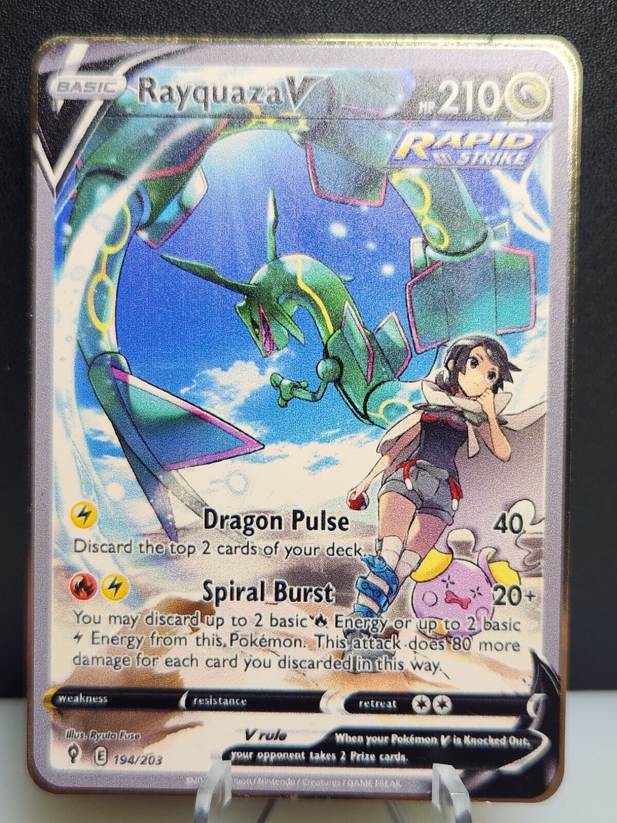 M Rayquaza EX Gold Foil HP 700 Fan Art Card NM