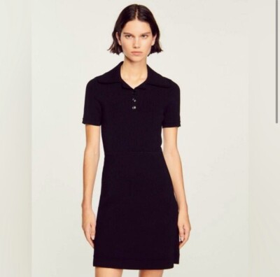 Sandro Collar A-line Dress Fit Short Sleeve Knit Mini Polo Dress Size 36 | eBay Sandro Collar A-line Dress Fit Short Sleeve Knit Mini Polo Dress Size 36 | eBay