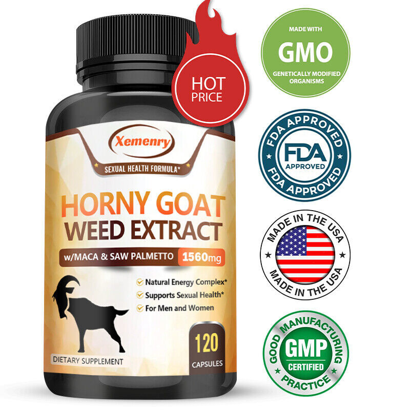 Horny Goat Weed Extract 1560mg - Maca, Serenoa Repens - Testosterone Booster
