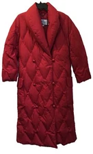 The Company Store Long Down Coat Jacket Robe Red Puffer Coat Size 8