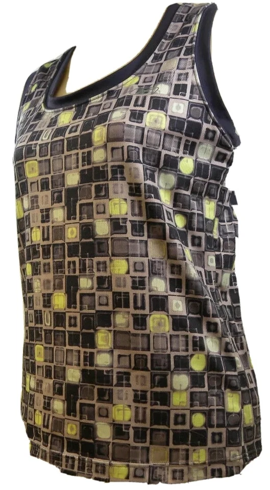 Camiseta sin mangas deportiva Reebok Play Dry mediana púrpura amarilla Foto 2 de 4