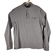 Johnnie-O Hangin out sweatshirt mens M MEdium blue striped henley pullover
