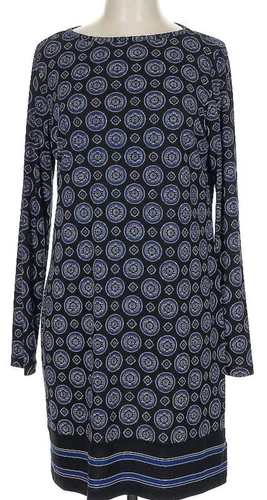 Abito Michael Kors Navy Medaglione Manica Lunga Elasticizzato Lunghezza Ginocchio Grande