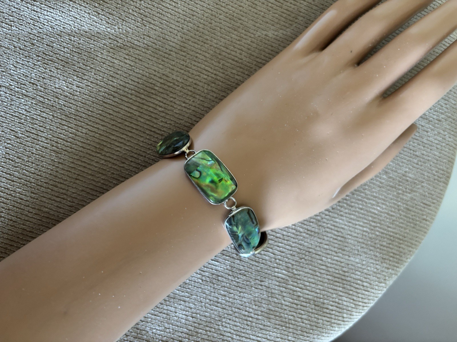 Toggle Clasp Abalone Shell Sterling Bracelet - image 1