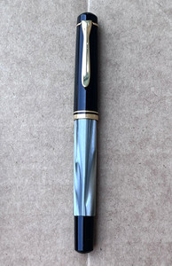 Vintage Pelikan M200 Ballpoint Pen Gray Marble Black & Gold Tone Trim w/ Cap