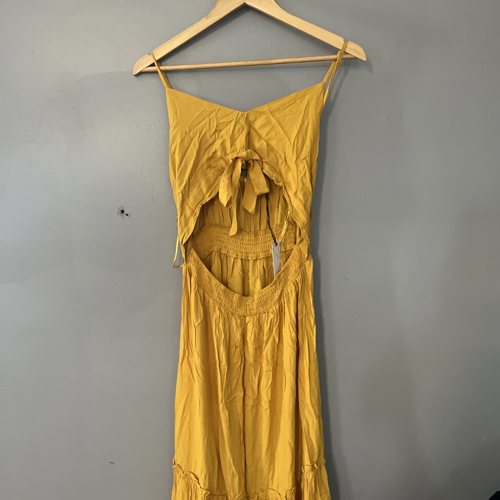 Maxi Dress long size medium dress day yellow color-image