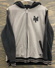 Zoo York Men’s Large Sherpa Lined Full Zip Hoodie Gray Black Streetwear Skate