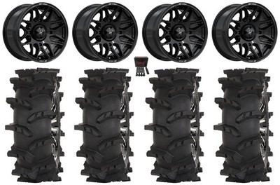 MSA Radar 14'' Wheels Gloss Black 30'' Outlaw Max Tires Yamaha Grizzly Rhino
