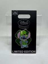 Disney Store UK Stitch St Patrick’s Day with 4 Leaf Clover Pin LE 800 Glitter