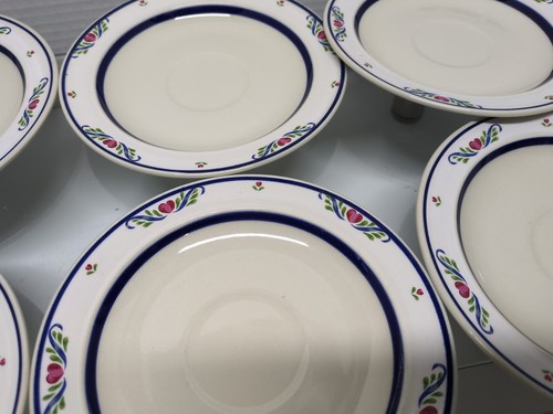 Vintage Stoneware TIENSHAN 6 1/2" Saucers Folkdance Lot Of 6 Plates - Picture 3 of 6