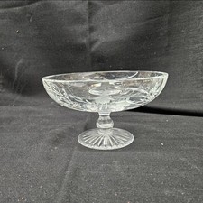 Vintage Stuart Crystal Cut Glass FUCHIA Footed Bowl Compote Fish Excellent...