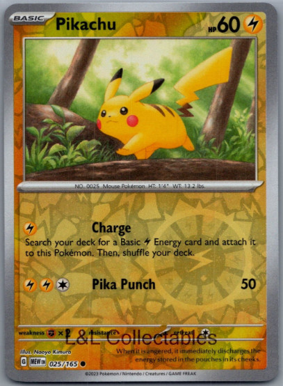 Pokémon - 151 - 025/165 - Pikachu - Reverse  Cosmos Holo - NM/M