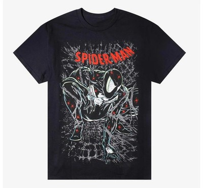 Marvel Spider-Man Silver Foil Web T-Shirt Size XXL