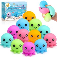 12 Pack Stress Balls for Adults, Cute Octopus Fun Squish Ball