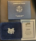 2010-W Proof American Silver Eagle Dollar $1 Box & COA US Mint Bullion OGP