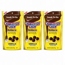 Charleston Chew Rollers, 3 Pack, 4.5 oz, Vanilla Candy in Chocolatey Coating,