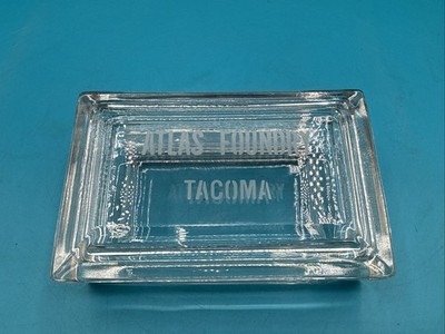 Atlas Foundry Tacoma Glass Etched Lidded Box 6x4x2 Inches ***Has Chip***