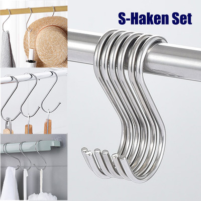 Stainless Steel S-Hooks Set Heavy Duty Multipurpose for Bathroom Kitchen Closet
