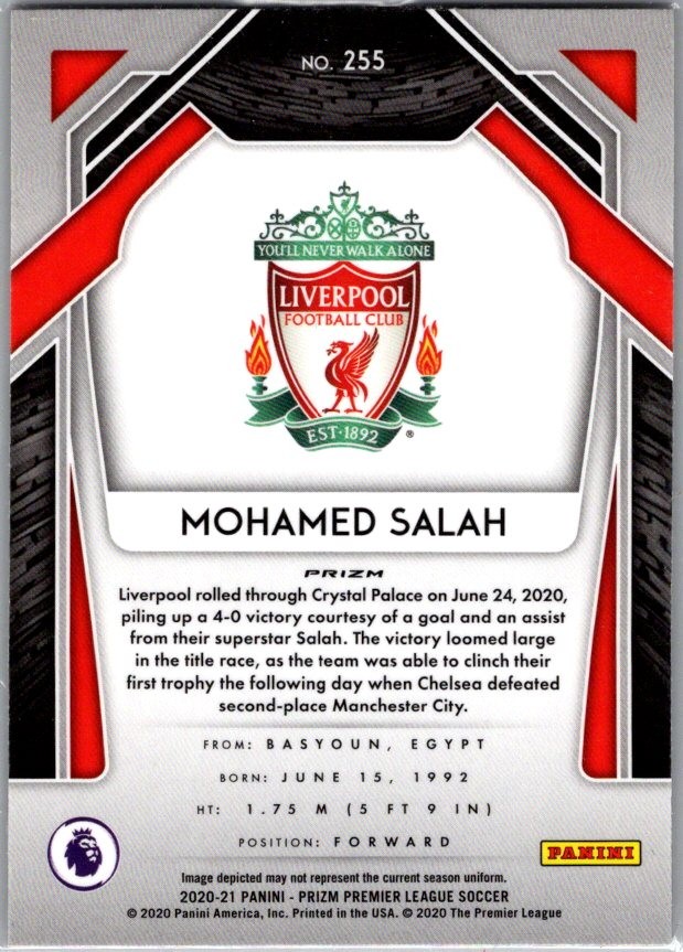 2020-21 Panini Prizm Premier League #255 Mohamed Salah Red Ice