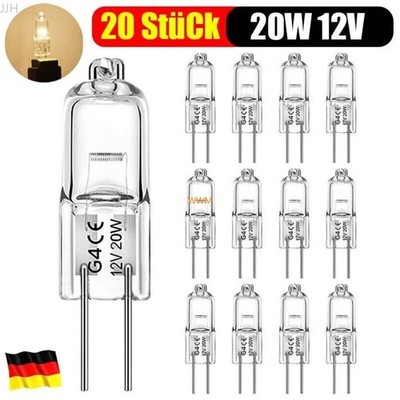 NUE 20PC G4 Halogenlampen 20W 12V mit Bi-Pin Stiftsockel, langlebige Glühbirnen 