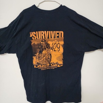 Vtg I SURVIVED DEALS GAP T SHIRT Biker Motorcycle Resort Dragon Route 129 2XL