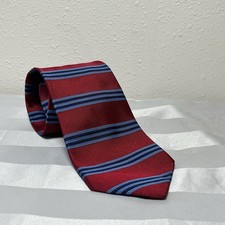 Brooks Brothers Makers All Silk Repp Tie Red With Blue Stripes 54  X 3.5