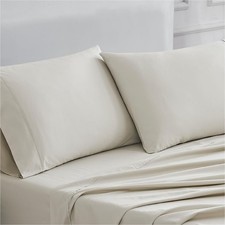 Linen Closet 100 Cotton King Size Pillow Cases Set 2, Tan, 400 Thread Count