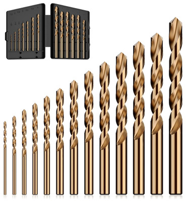 Cobalt Drill Bit Set, 13Pcs M35 High Speed Steel Jobber Length Drill Bit Kit Fo