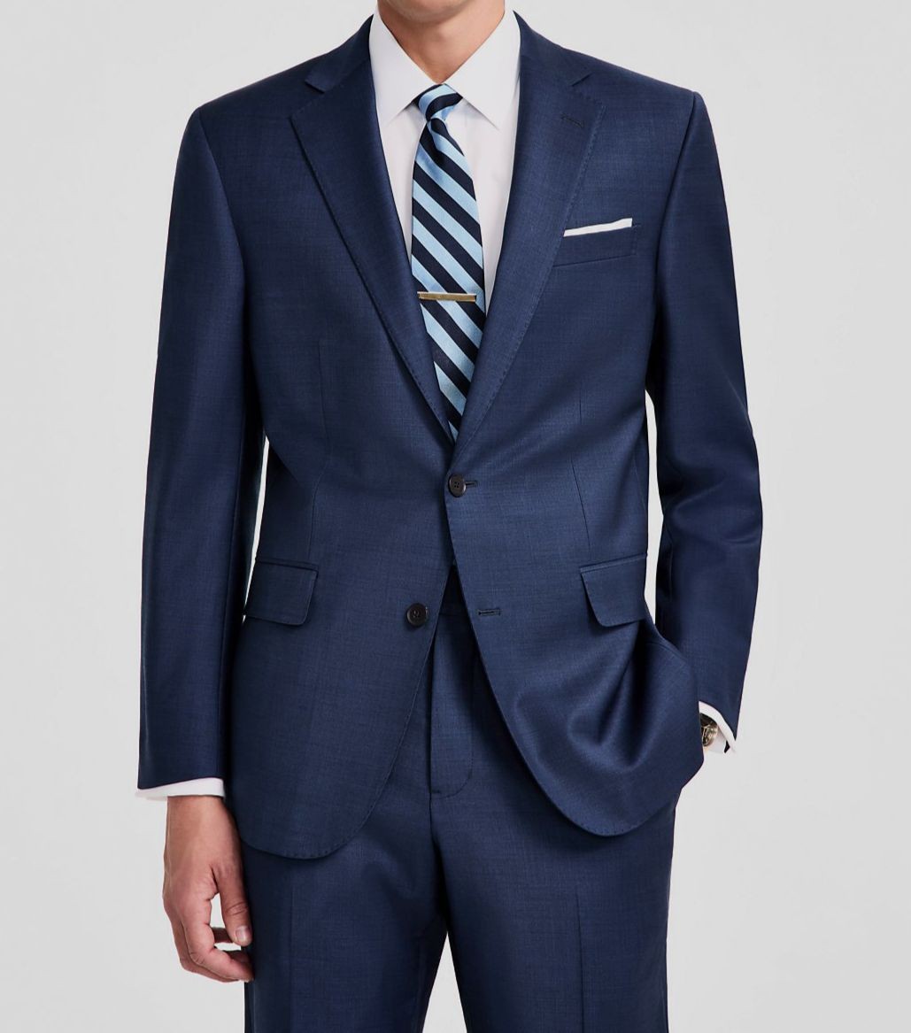 B By Brooks Brothers Men's Blue Classic-Fit Stretch Wool Suit