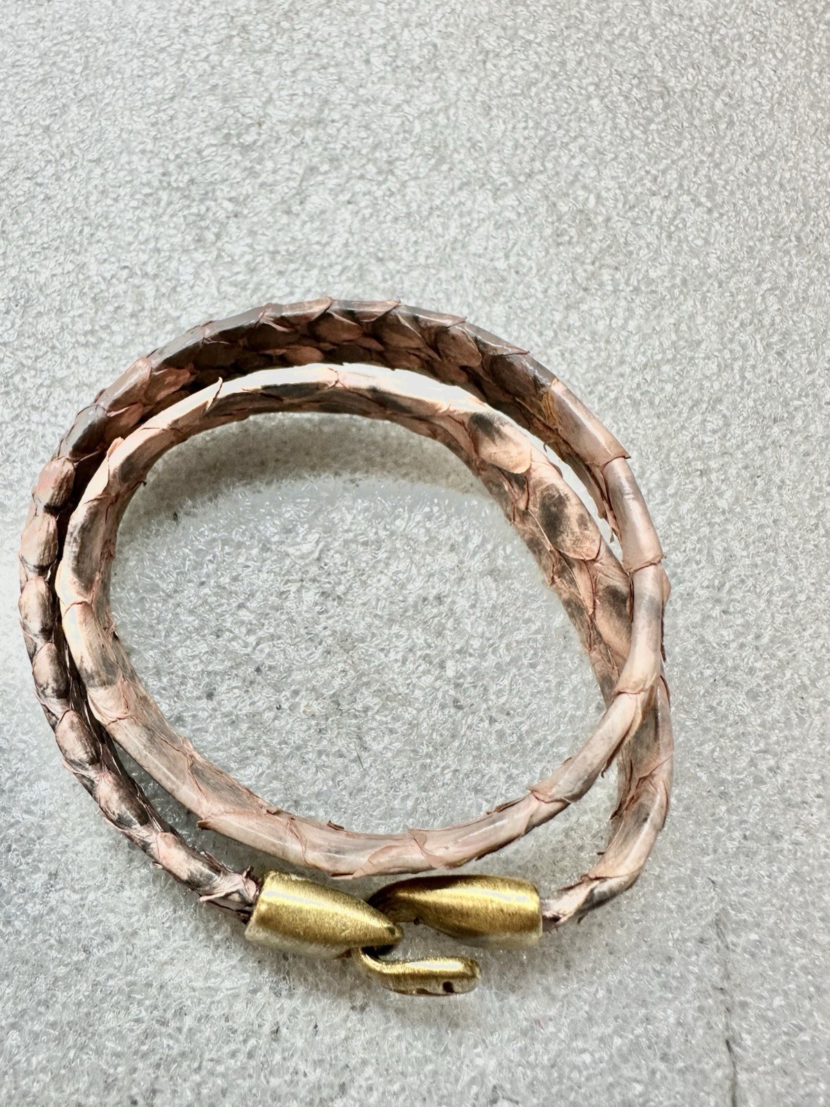 Genuine PYTHON Snakeskin Signed Hook Clasp Wrap B… - image 4