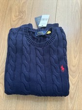 Ralph Lauren Strick Pullover, Navy Blau, Grö...