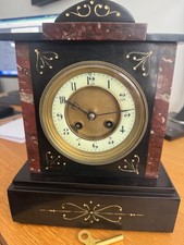 Antique French Chiming Mantle Clock by A D Mougin, marble, restored, excellent c