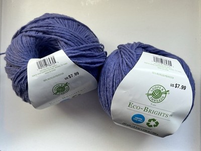 2 NEW Balls of Loops & Threads Eco-Brights Recycled Bulky Yarn Purple #010