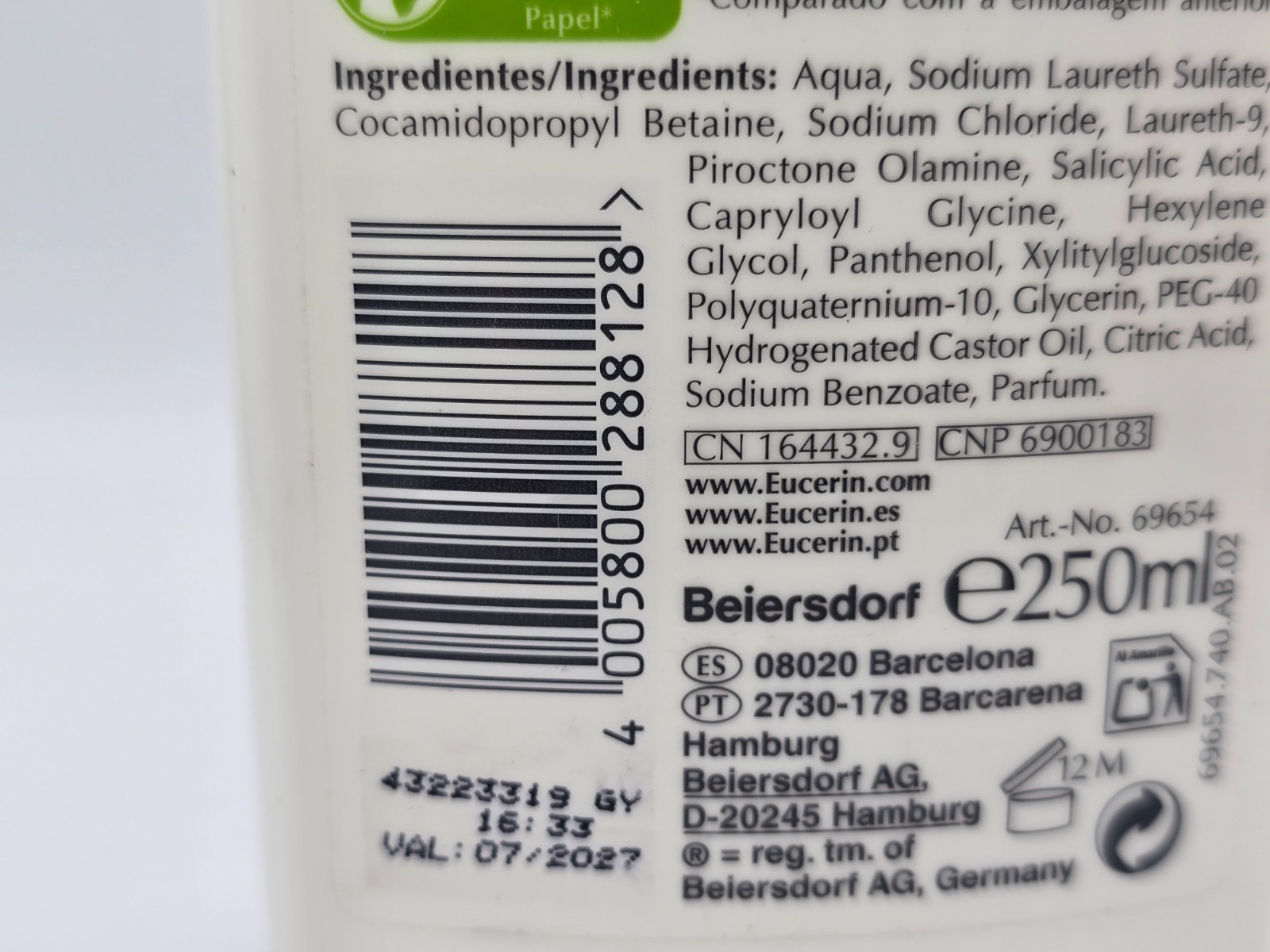 Eucerin DermoCapillaire Anti-Dandruff Shampoo 250ml (BB 07/2027)