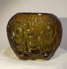 Vintage 1969 MCM Retro Wondermold Green Pumpkin Troll Face Votive Candle Holder