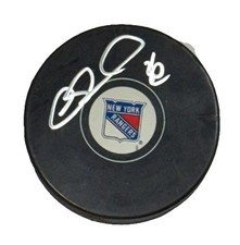 Matthew Barnaby New York Rangers  Signed logo puck AUTOGRAPH
