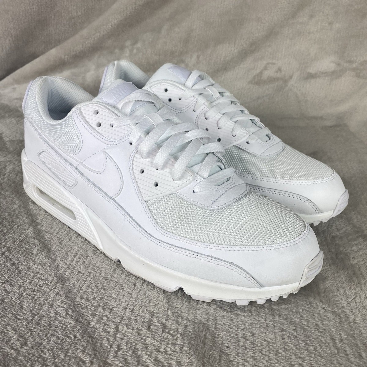 Mens Nike Air Max 90 Triple White Leather Nike-Air-Max-90-Recraft - Main Image