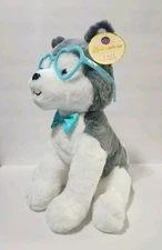 🐕 NWT 13" F.A.O SCHWARZ Plush HUSKY DOG Puppy STUFFED ANIMAL Bow Tie & Glasses