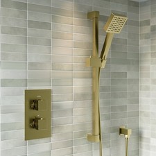 Brushed Brass 1 Outlet Thermostatic Mixer Shower Set With Han BUN/ZBBSQCV1/91640