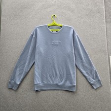 Abercrombie  Fitch Men Sweatshirt L Blue Embroidered Fleece Logo Text Embossed