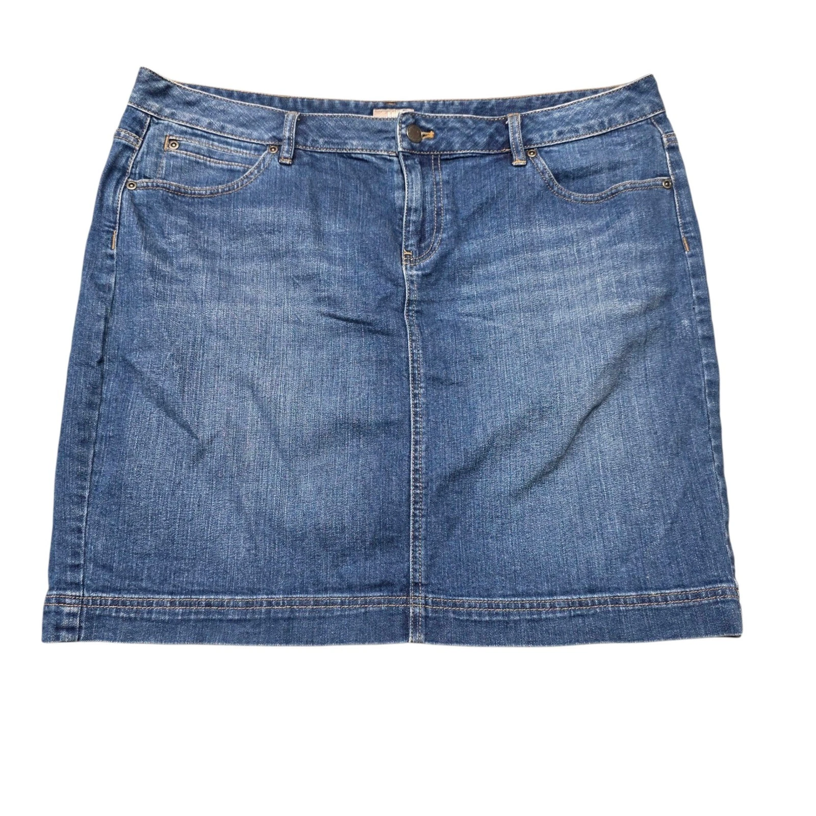 J.Jill Women's Stretch Denim Skirt, Blue Wash, Casual Everyday Style