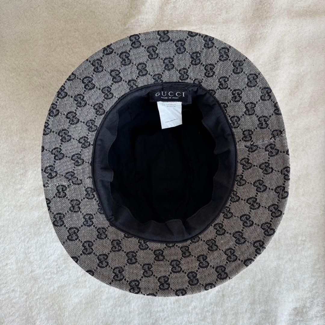 Gucci Fedora Bucket Hat GG Canvas Black Gray Women Authentic thumbnail 24