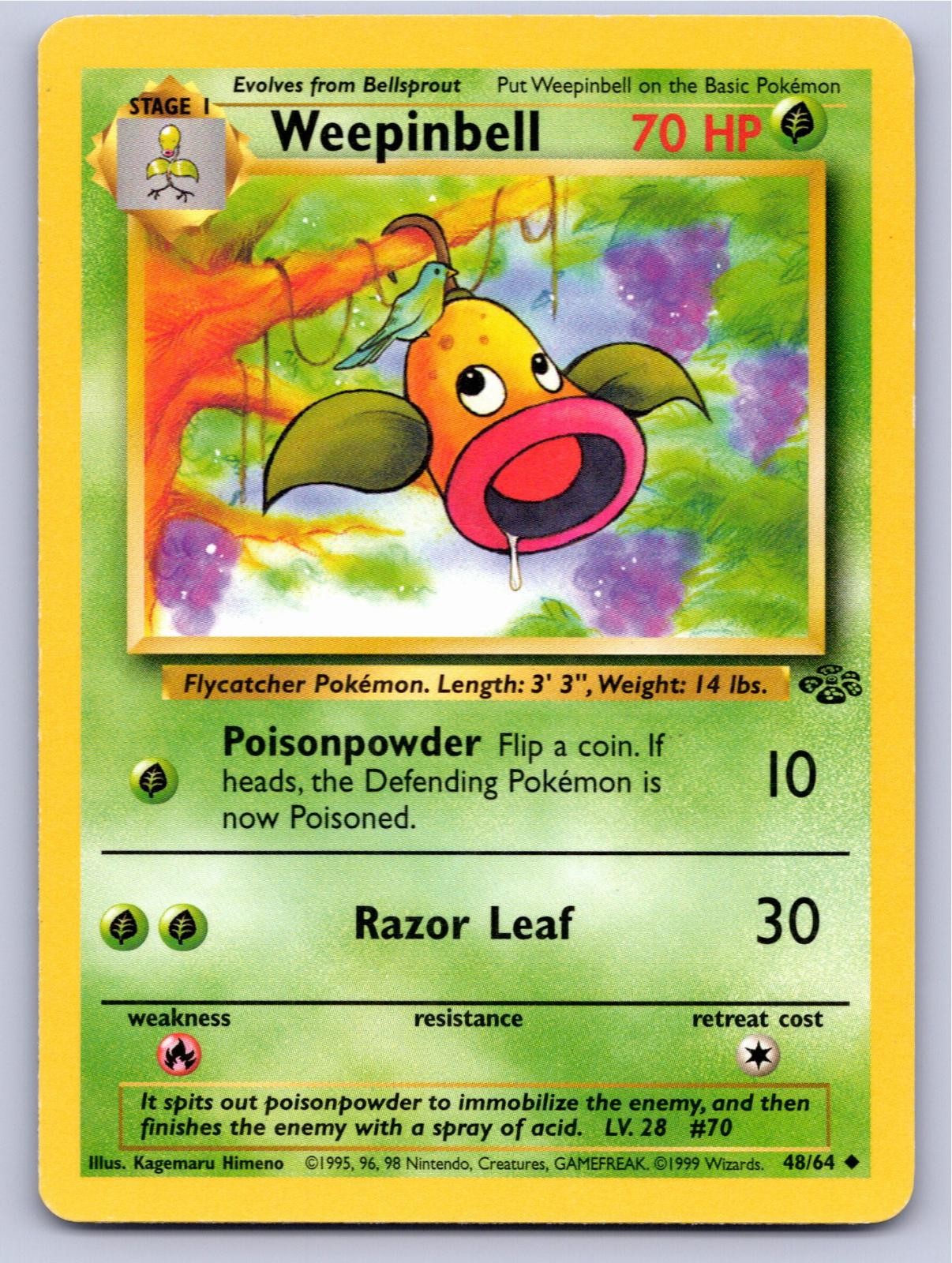 1999 POKEMON WEEPINBELL JUNGLE 48/64 UNLIMITED UNCOMMON NM A10455 FREE S&H
