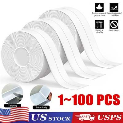 #ad 10.5FT PVC Self Adhesive Caulk Sealing Strip Tape For Kitchen Wall Sink Toilet $272.69