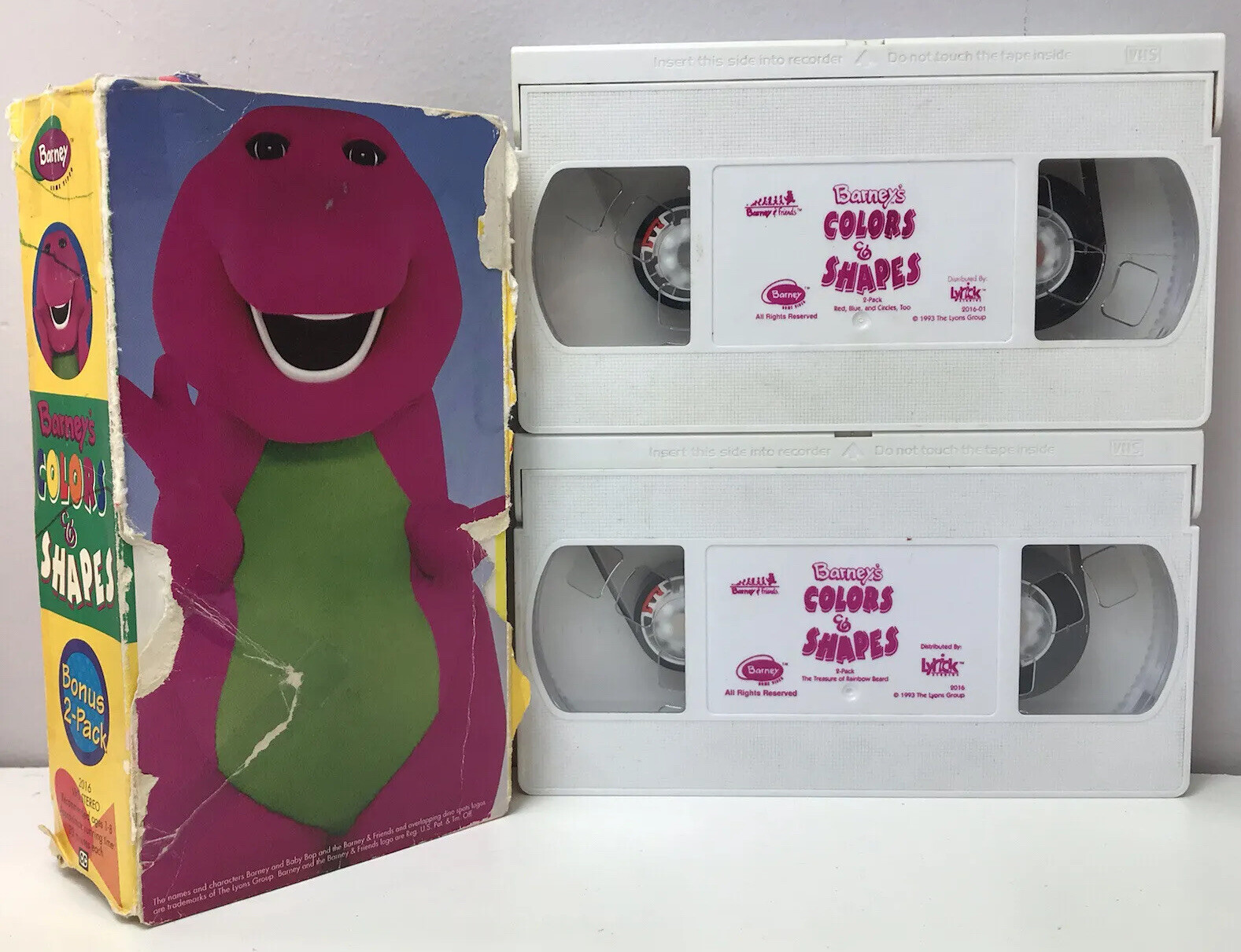 Barney Colors & Shapes SingAlong Bonus 2Pack VHS Video Tapes Set Blue