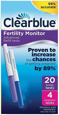 20 Clearblue Advanced Fertilitätsmonitor Sticks Nachfüllpack + 4 Schwangerschaftstest-Kits