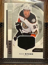NICK RITCHIE 2015-16 UPPER DECK PREMIER ANEHEIM DUCKS ROOKIE JERSEY PATCH RELIC!