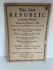 The New Republic Journal March 6, 1935 "The Mystery of Nazi Economics” Crosser